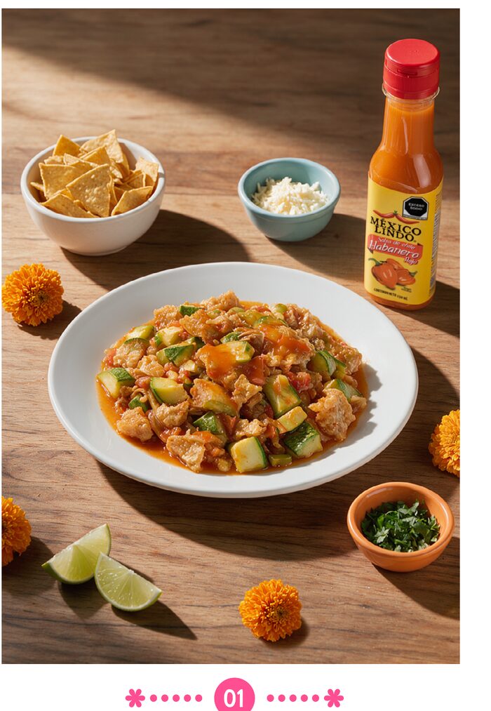Chicharrón en salsa con calabacitas